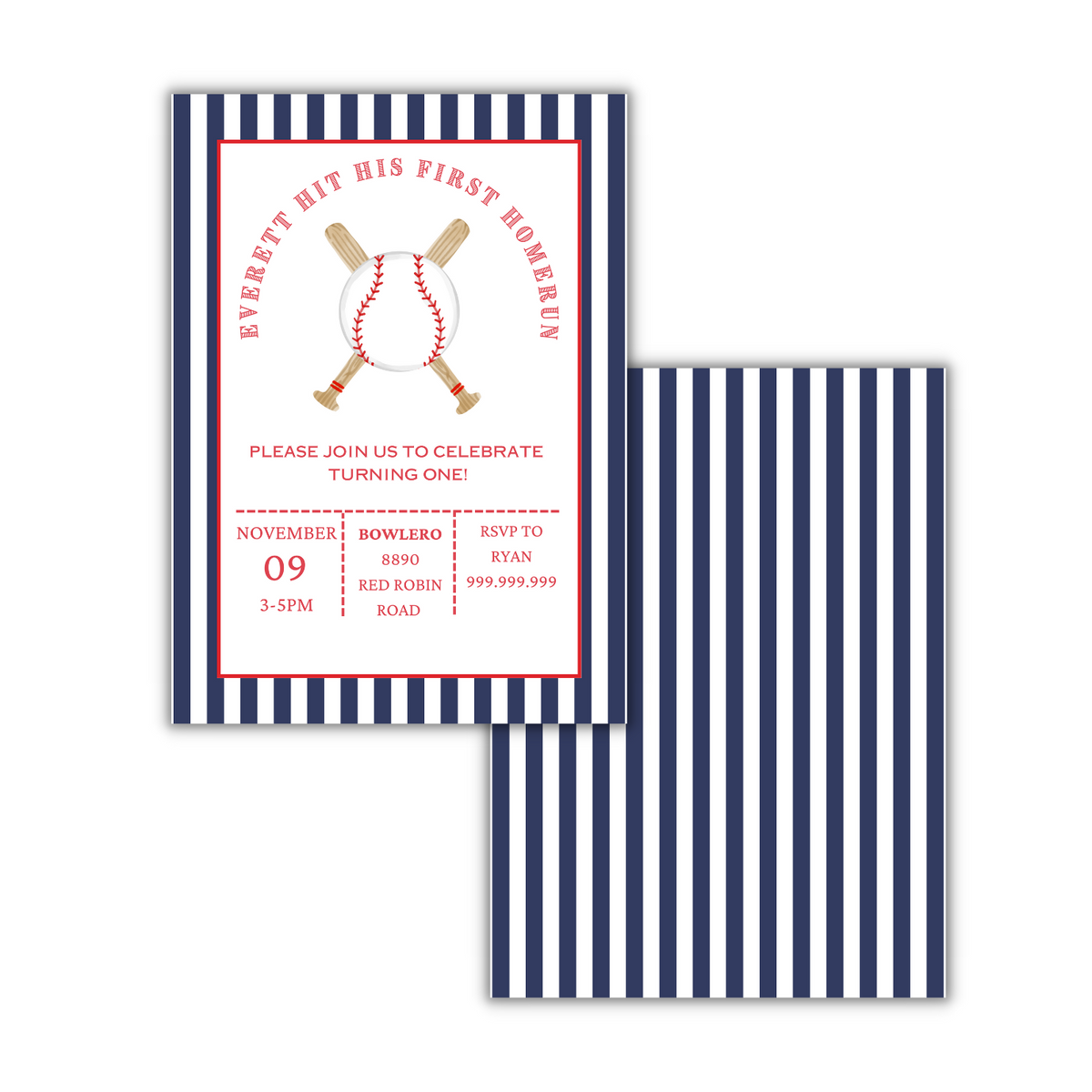 Baseball Birthday Party Invitation (Printed) - Pipsy