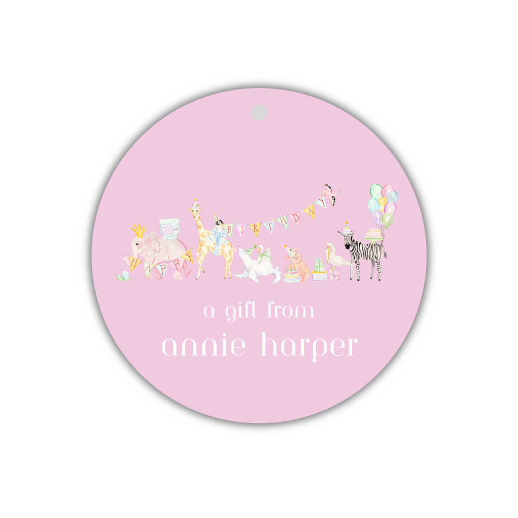 Pink Party Animals - Gift Tags