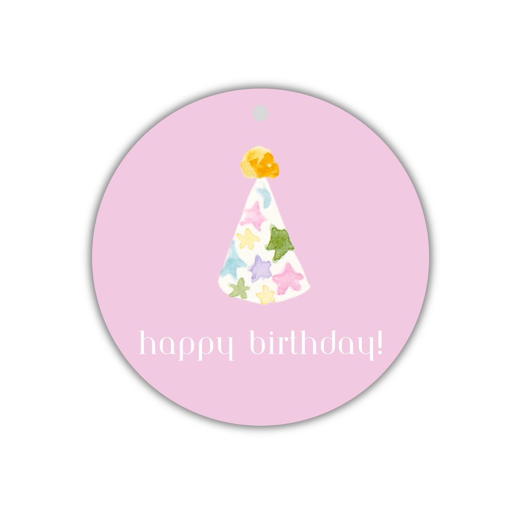 Pink Party Hat (blank) - Gift Tags