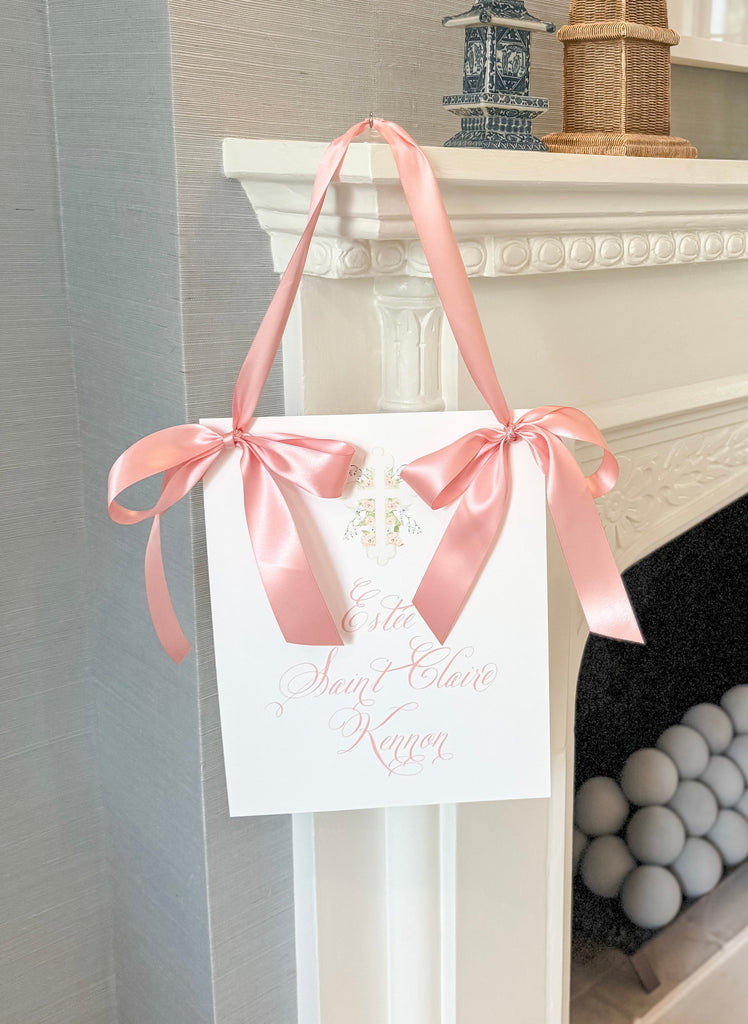 Pink Rattle - Welcome Baby Sign