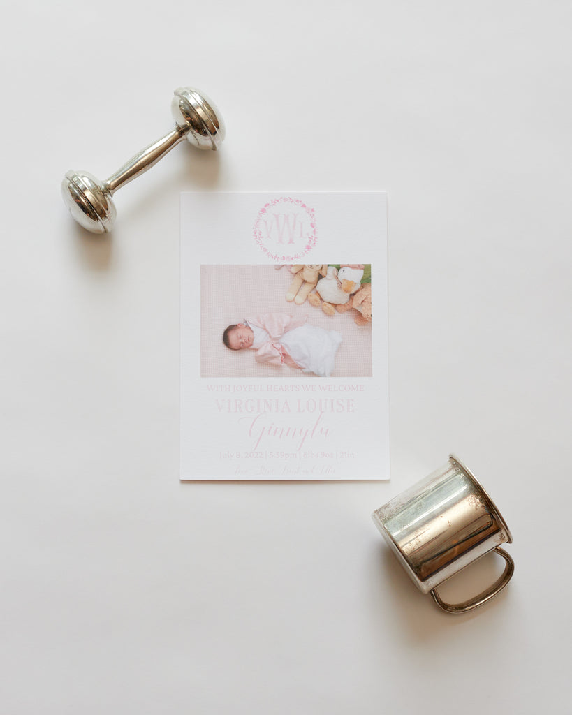 Wildflower Monogram - Birth Announcement